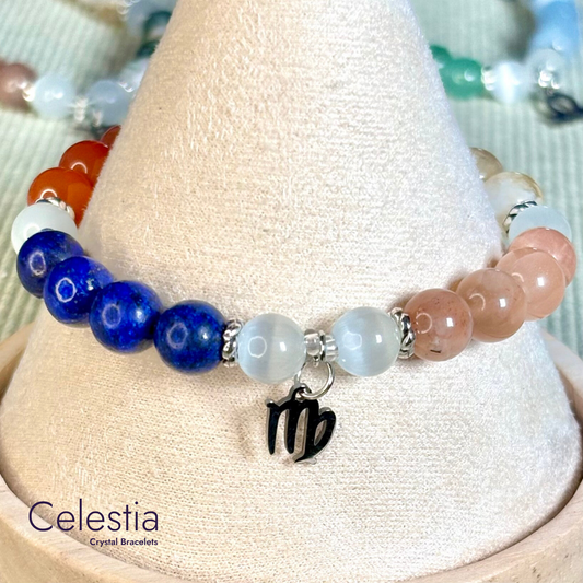 Virgo Crystal Healing Zodiac Starsign Bracelet - Natural Stone Stacking Jewellery
